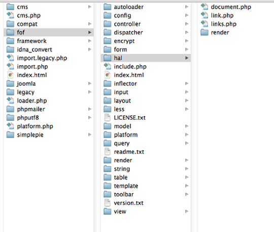 Список файлов Joomla! RAD