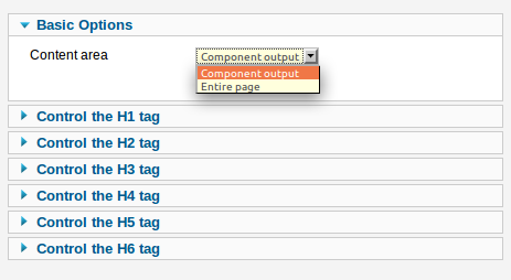 Как изменить заголовок H2 на H1 не редактируя шаблон - basic option