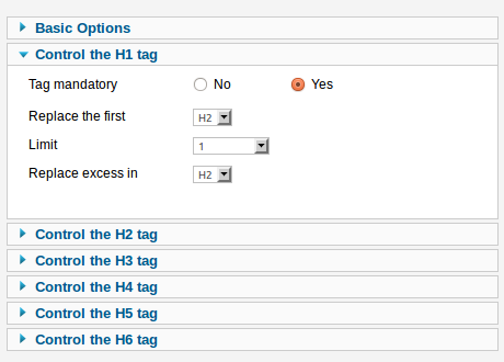 Как изменить заголовок H2 на H1 не редактируя шаблон - control header tag