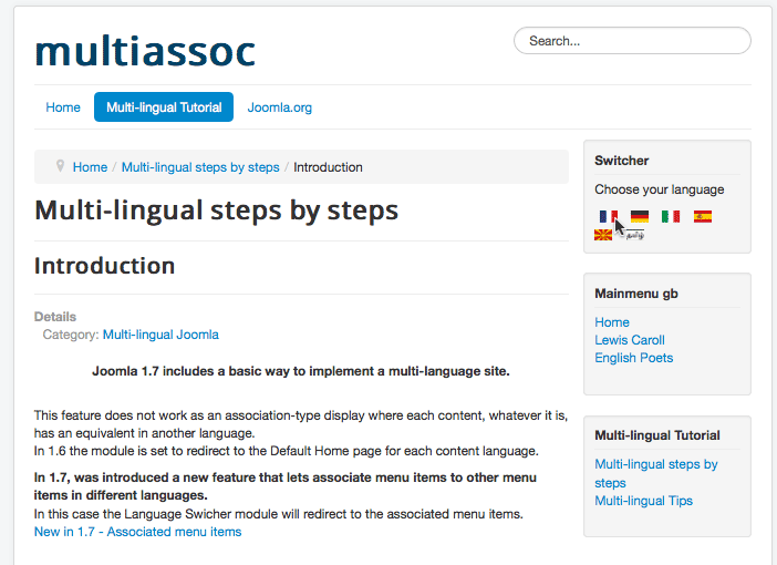Многоязычность в Joomla 3.0.2. Что нового? - материал Introduction