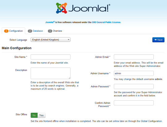 Топ 10 причин чтобы полюбить Joomla 3 - скрин процесса установки
