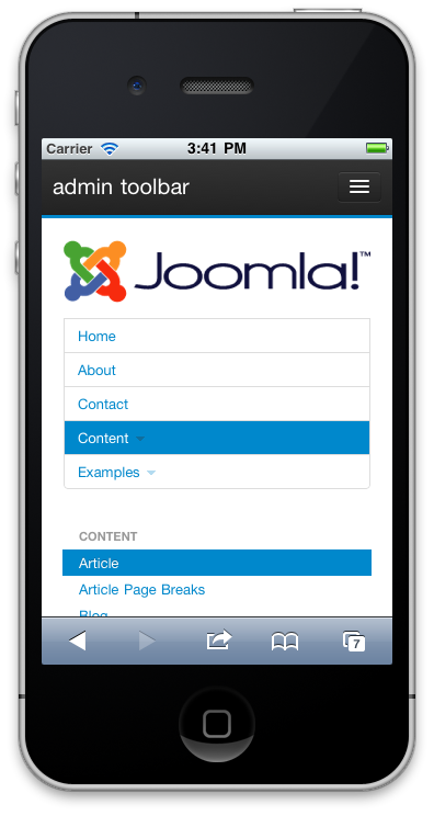 Первый взгляд на мобильную версию Joomla 3.0