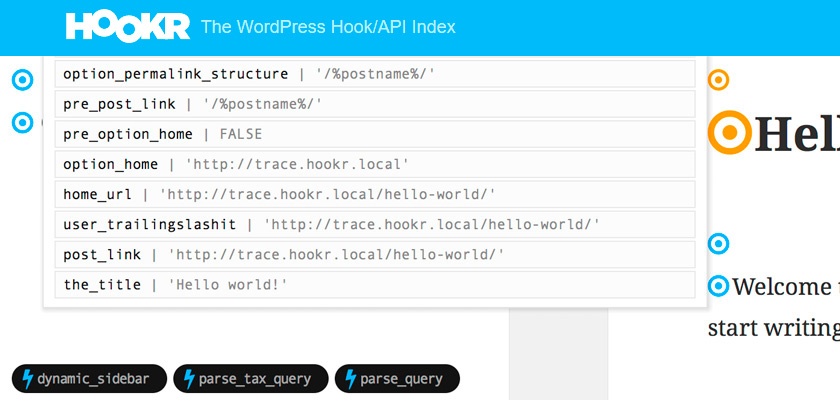 Hookr - бесплатный плагин, отображающий хуки в WordPress
